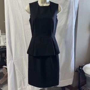 Calvin Klein Black Peplum Dress Sleeveless Fully Lined Size 4